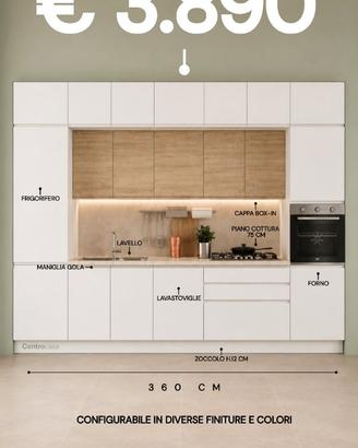 CUCINA 360 CM COMPLETA DI 5 ELETTRODOMESTICI