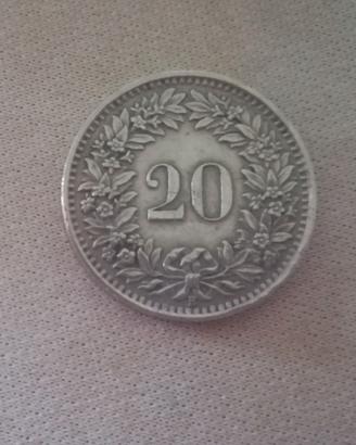 Moneta 20 Rappen Svizzera 1959