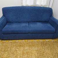 Confortevole divano letto stoffa blu