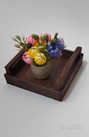 Cassettina scatola legno con vaso decorativo
