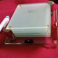 6 sottobicchieri in vetro satinato e contenitore