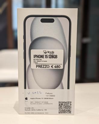 iPhone 15 128GB nero usato garanzia 