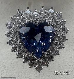 ANELLO IN ORO 18kt.CON DIAMANTI E ZAFFIRO CUORE
