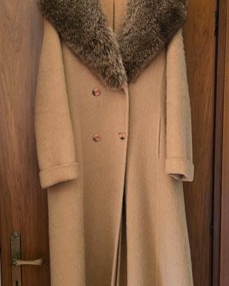 Cappotto in Alpaca e Lana con Collo in Pelliccia