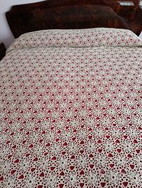 Coperta matrimoniale ecrù fatta a mano