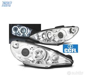 FARI PEUGEOT 206 98-08 ANGEL EYES CCFL FONDO CROMA