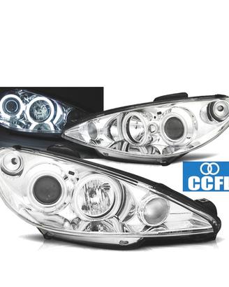 FARI PEUGEOT 206 98-08 ANGEL EYES CCFL FONDO CROMA