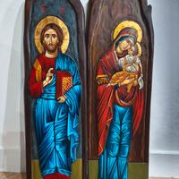 Coppia di Icone religiose in legno 