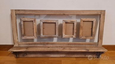 Mensola etnica in legno vetro con portafoto