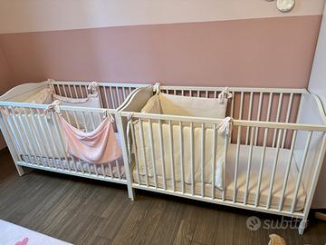 2 lettini culle Smagora Ikea+2 materassi