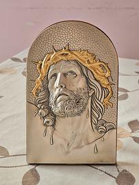 Prestigiosa Icona Sacra Argento 925 Vintage Cristo