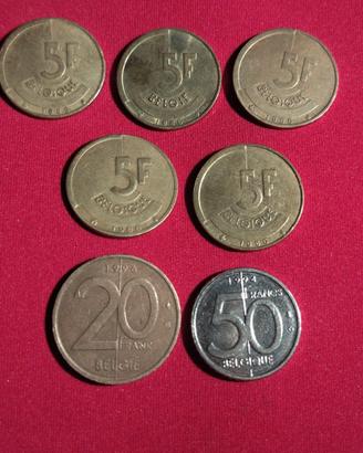 Franchi Belgio lotto 7 monete anni 86/88/94/96