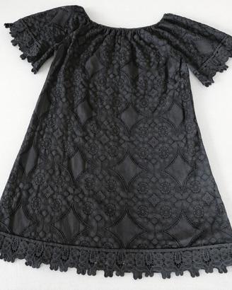 Vestito Estivo Nero All'Uncinetto/Pizzo Bardot 