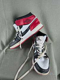 Jordan 1 Black Toe bianche rosse e nere - 39