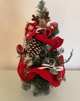 Albero Natale 🎄 renne e cuori ♥️ rossi in tessuto