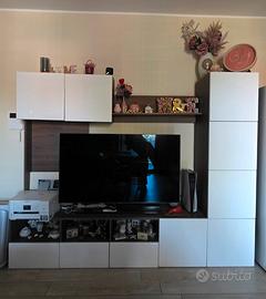 Parete Attrezzata Porta Tv Bianco Noce 