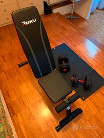 Panca per esercizi + pesi modulari 15kg