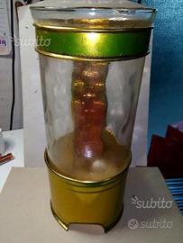 Antico entereclisma anni 40/50 in vetro e metallo