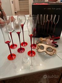 Calici flute gambo rosso