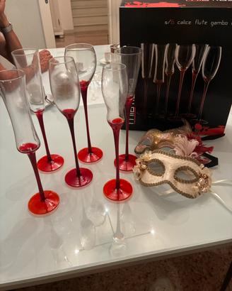 Calici flute gambo rosso
