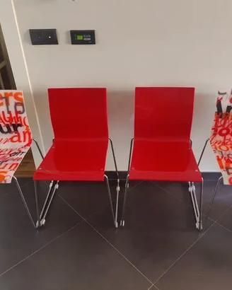 4 sedie di design da cucina rosse e bianche