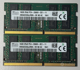 RAM laptop DDR4 SODIMM 2x16 GB 2666MHz - TOT 32GB