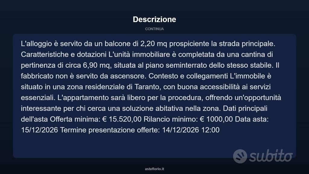 Appartamento – Taranto - Altro