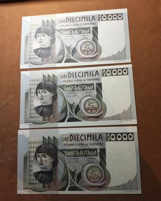 3 PZ banconote 10000 Andrea del castagno 