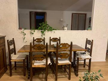 tavolo in legno massello fratino con 6 sedie