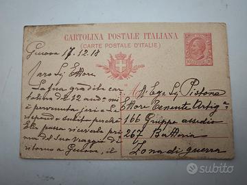 Cartolina 1918 WWI Genova Tenente Artiglieria