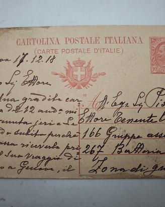 Cartolina 1918 WWI Genova Tenente Artiglieria