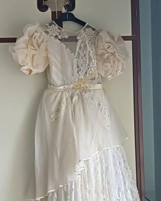 Abito da sposa vintage t. 42 con pizzo francese