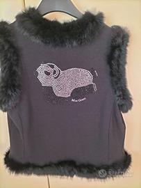 Gilè nero bordato con pelliccia