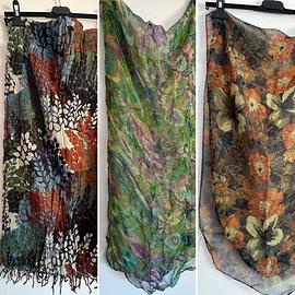 Lotto 3 Sciarpe  - Fantasie Floreali e Foliage