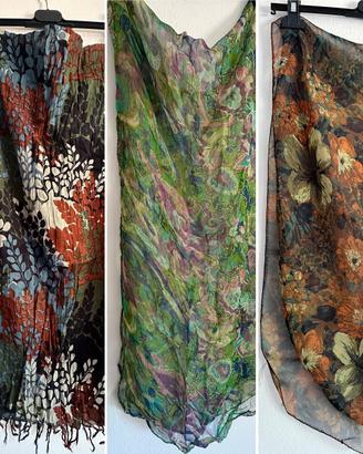 Lotto 3 Sciarpe  - Fantasie Floreali e Foliage