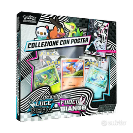 Carte pokemon luce nera e fuoco bianco con poster