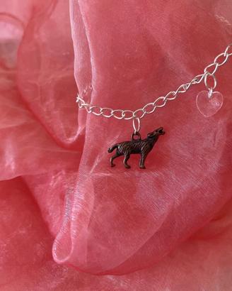 Bracciale Bella Edward Jacob ciondolo cuore lupo