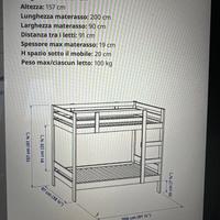 Letto castello in legno alta qualità Ikea