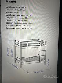 Letto castello in legno alta qualità Ikea