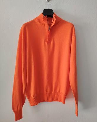 Maglia collo mezza zip cotone cashmere