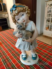 Statuina Bambina con gatto Giuseppe Armani
