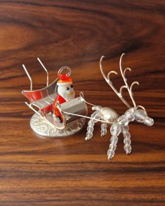 Slitta in argento babbo natale 