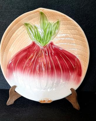 Grande piatto 30cm vintage in rilievo fatto a mano