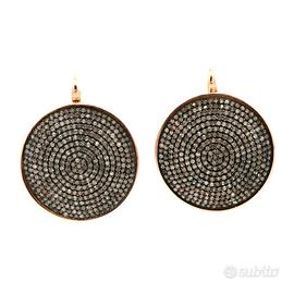 Orecchini Pavé Diamanti Fancy Gray Oro Rosa