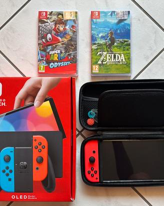 Nintendo Switch OLED + Zelda e Mario Odyssey