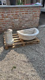 Lavatoio in granito con colonna da esterno