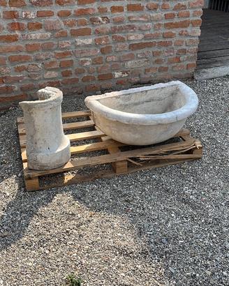 Lavatoio in granito con colonna da esterno