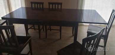 Tavolo noce con 6 sedie