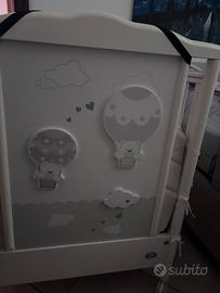 Lettino bambini con paracolpi e materasso