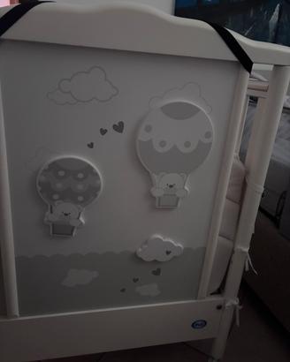 Lettino bambini con paracolpi e materasso